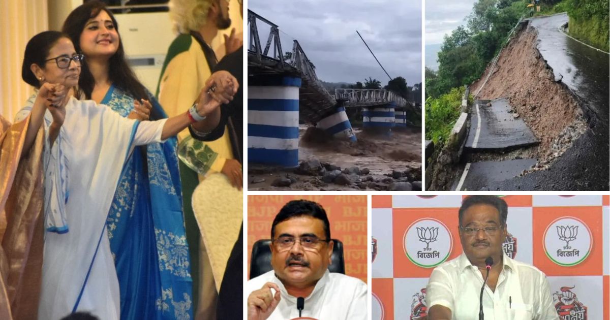 suvendu adhikari attacks mamata Banerjee for puja carnival during north Bengal flood