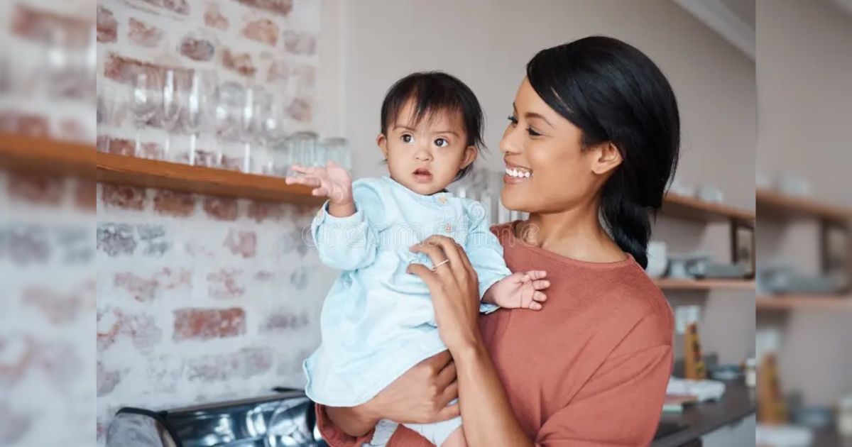 love-happy-mom-baby-down-syndrome-kitchen-family-home-care-growth-support-child-development-woman