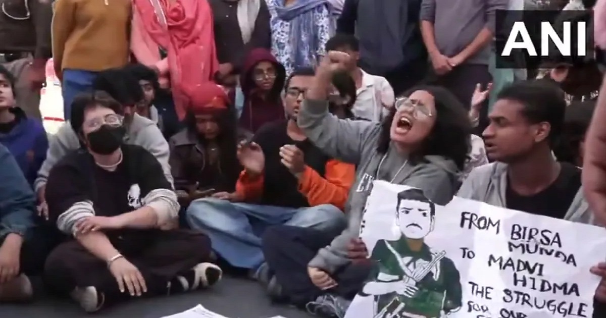 Bjps urban naxals protest jeevis reference after naxalite madvi hidmas posters