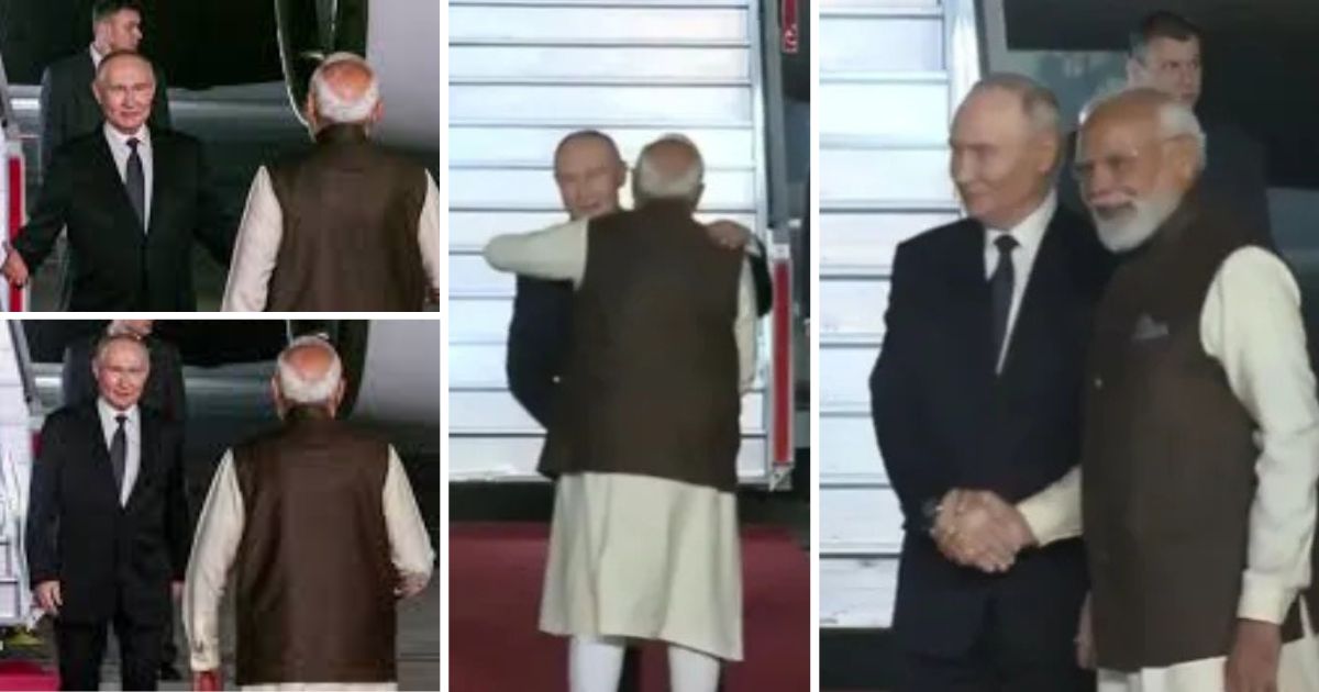 putin visit in india pm modi went palam airport to receiv russian president