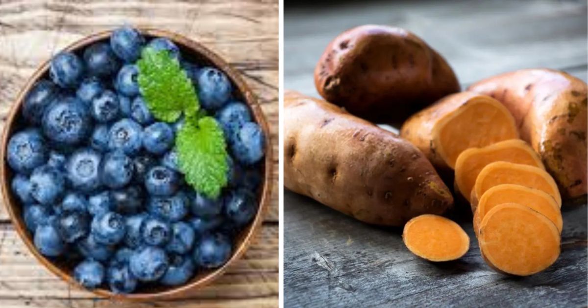 winter vegetable blue berry and sweet potato is great for heart and stress free life