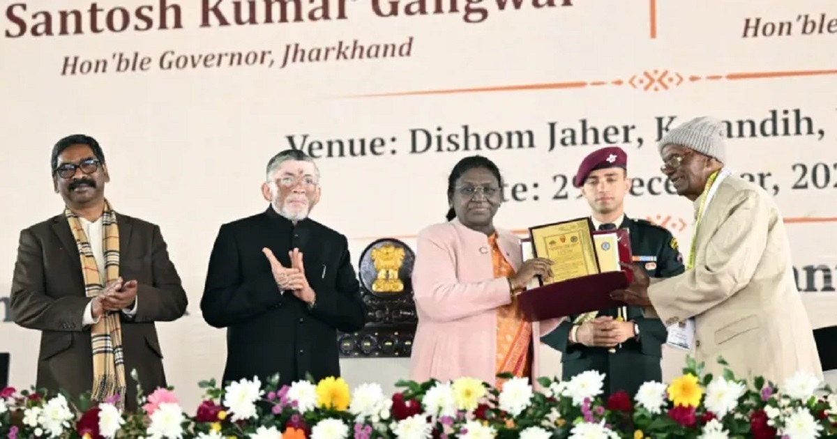 Jharkhand president murmu graces closing ceremony of centenary celebration of oi chiki script santhali language