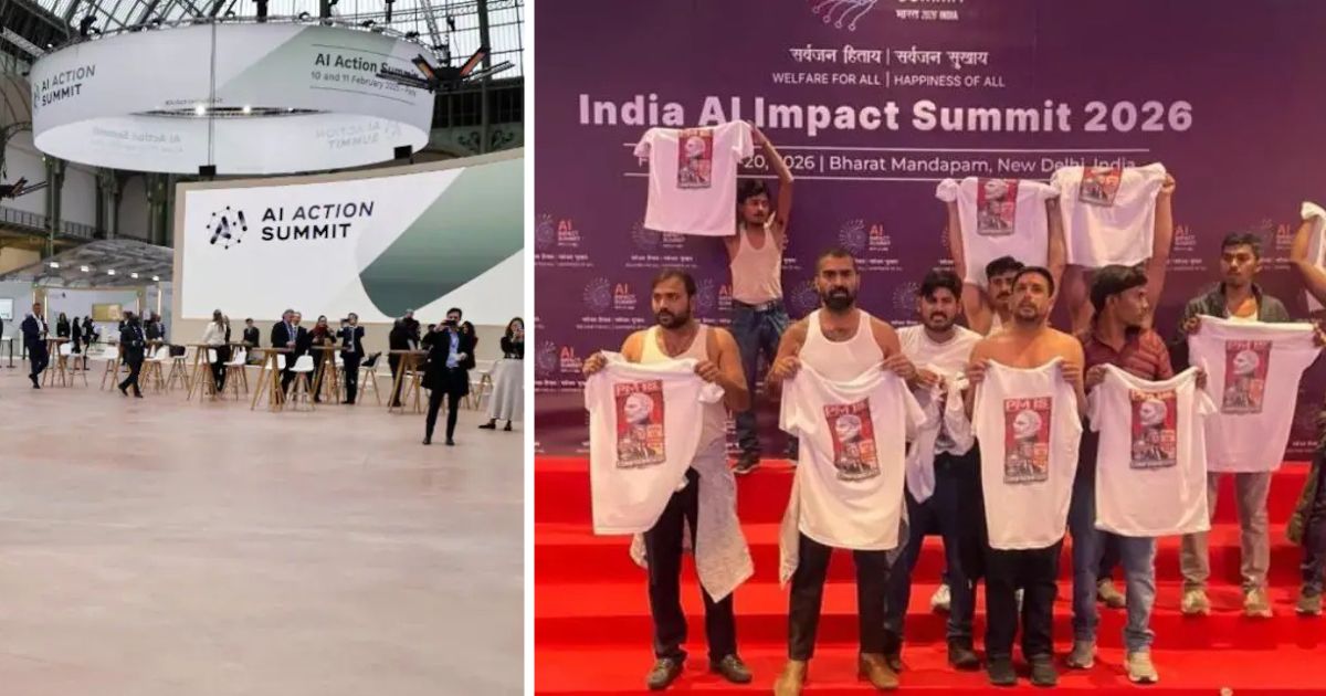 ai impact summit congress protest at delhi bjp slams the act