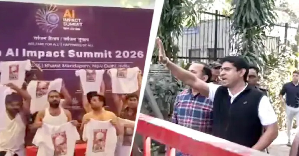 Youth congress chief arrested over shirtless protest at ai summit