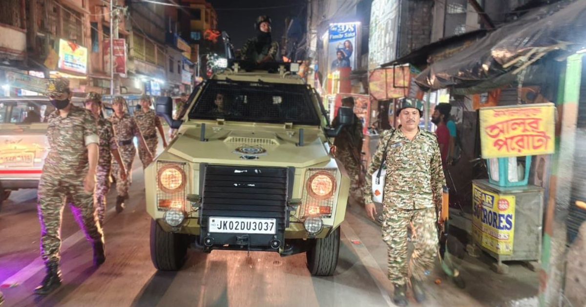 assembly election 2026 central forces with marksman a bullet proof multipurpose light vehicles brought from kashmir raid in kolkata