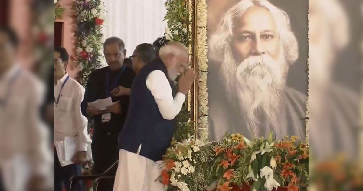 pm-modi-pays-tribute-to-rabindranath-tagore-on-rabindra-jayanti-at-suvendu-adhikari-oath-ceremony-brigade-kolkata