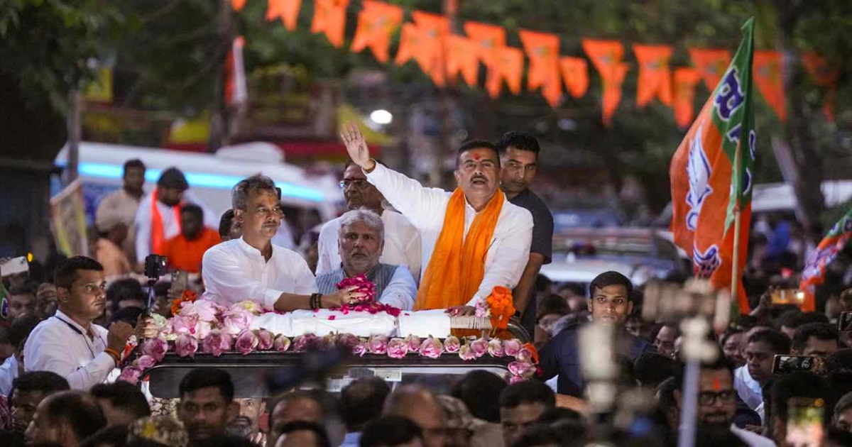 suvendu adhikari holds road show in bhabanipur chief minster not retain nandigram