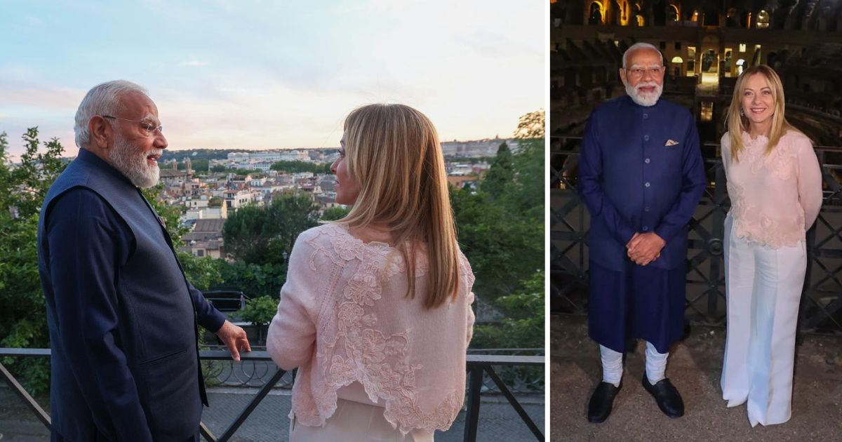 modi meloni meet car ride, dinner, selfie at the colosseum a melodi evening in rome