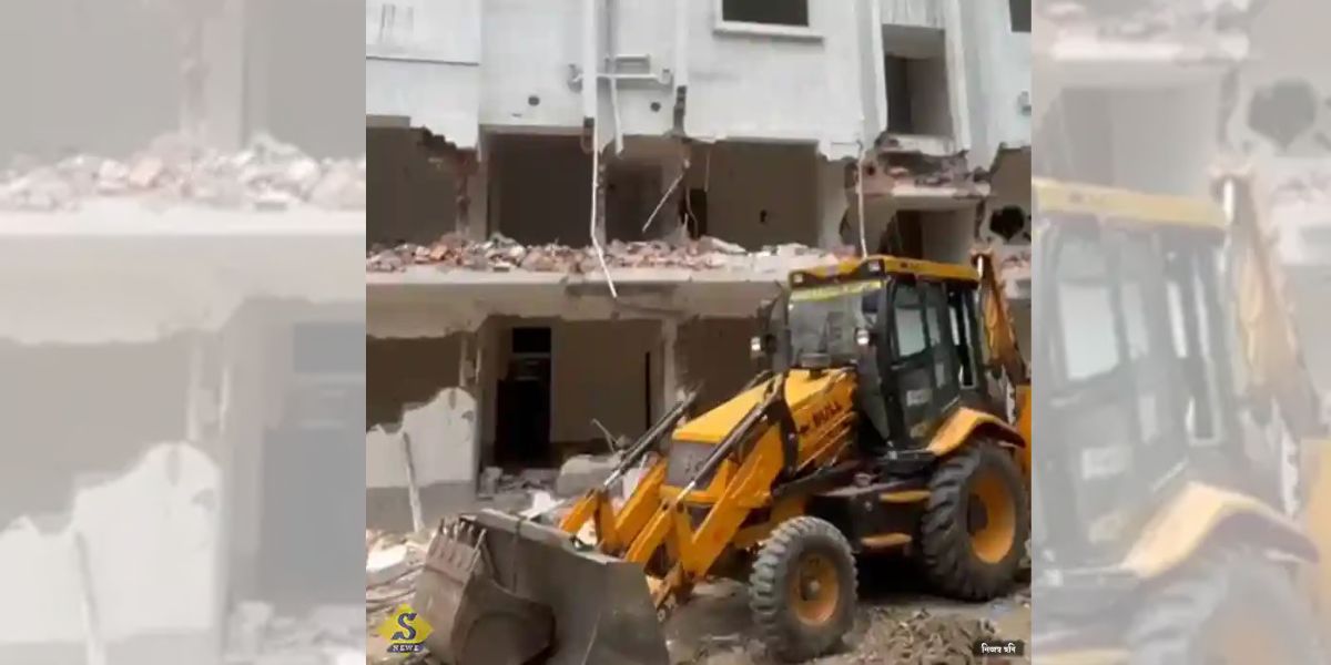 tmc illegally constructed and bjp government news bulldozers are rolling over the illegal structures belonging to raju saskar sonapapu and faiyaz; demolition work is proceeding in full swing under a zero tolerance policy