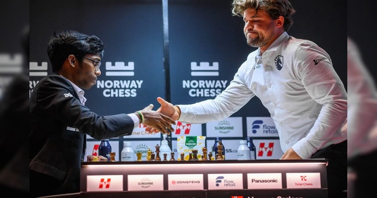 R praggnanandhaa beats magnus carlsen Norway chess 2026