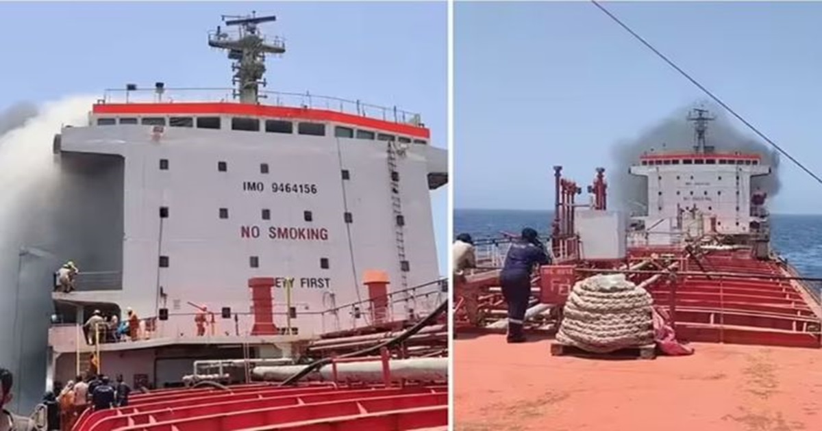 mt marivex goes up in flames and sinks off oman coast 24 indian seafarers escape