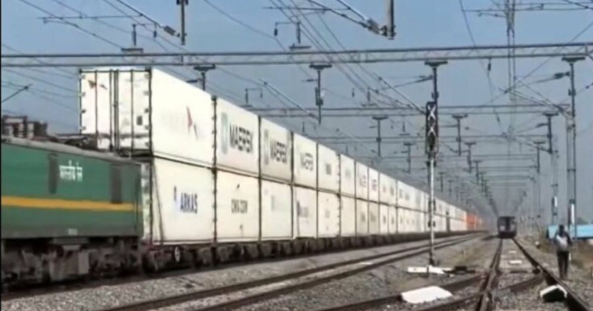 indian rail indian railways creates history records worlds first electric double stack container train run under overhead electrification