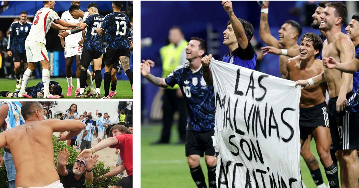 fifa world cup 2026 england vs argentina supporters clash outside footballers fight in the field