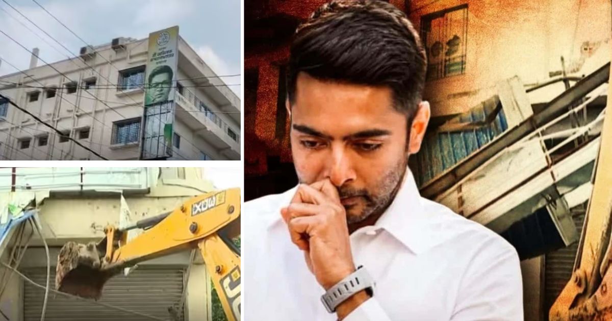 abhishek banerjee amtala Office demolished by bulldozer five story building illegally built