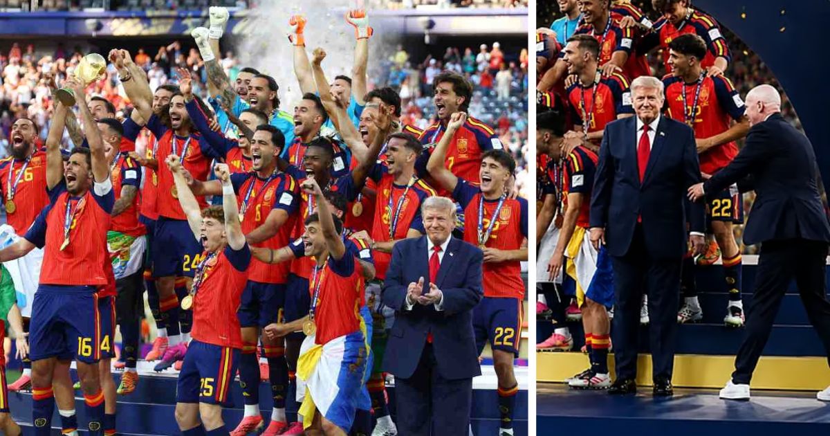 FIFA World Cup 2026: মঞ্চ ছাড়লেন না ট্রাম্প! স্পেনের ফুটবলারদের সঙ্গে উল্লাসে মাতলেন মার্কিন প্রেসিডেন্ট, ইন্টারনেটে বিদ্রুপের ঝড়