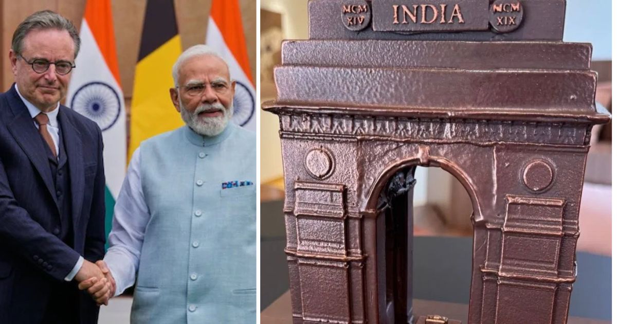 india gate in chocolate belgian pm's gift for pm modi meets a mishap